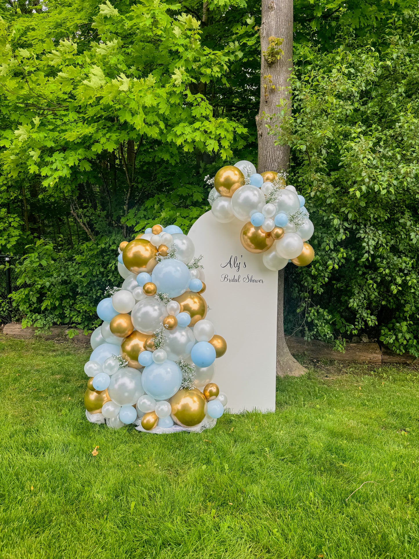 Medium sized white solid balloon backdrop