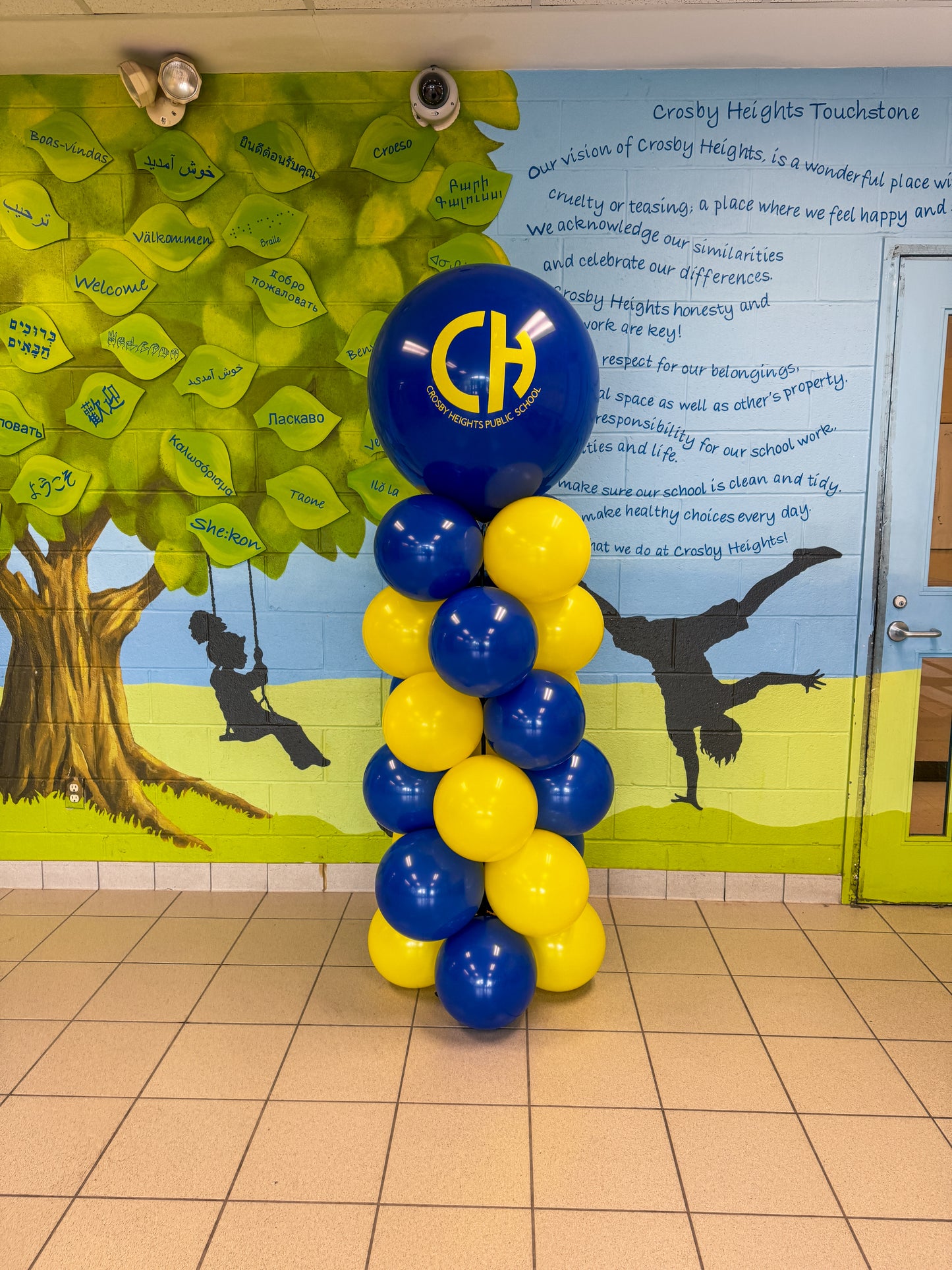 6.5 foot tall large logo balloon pillar