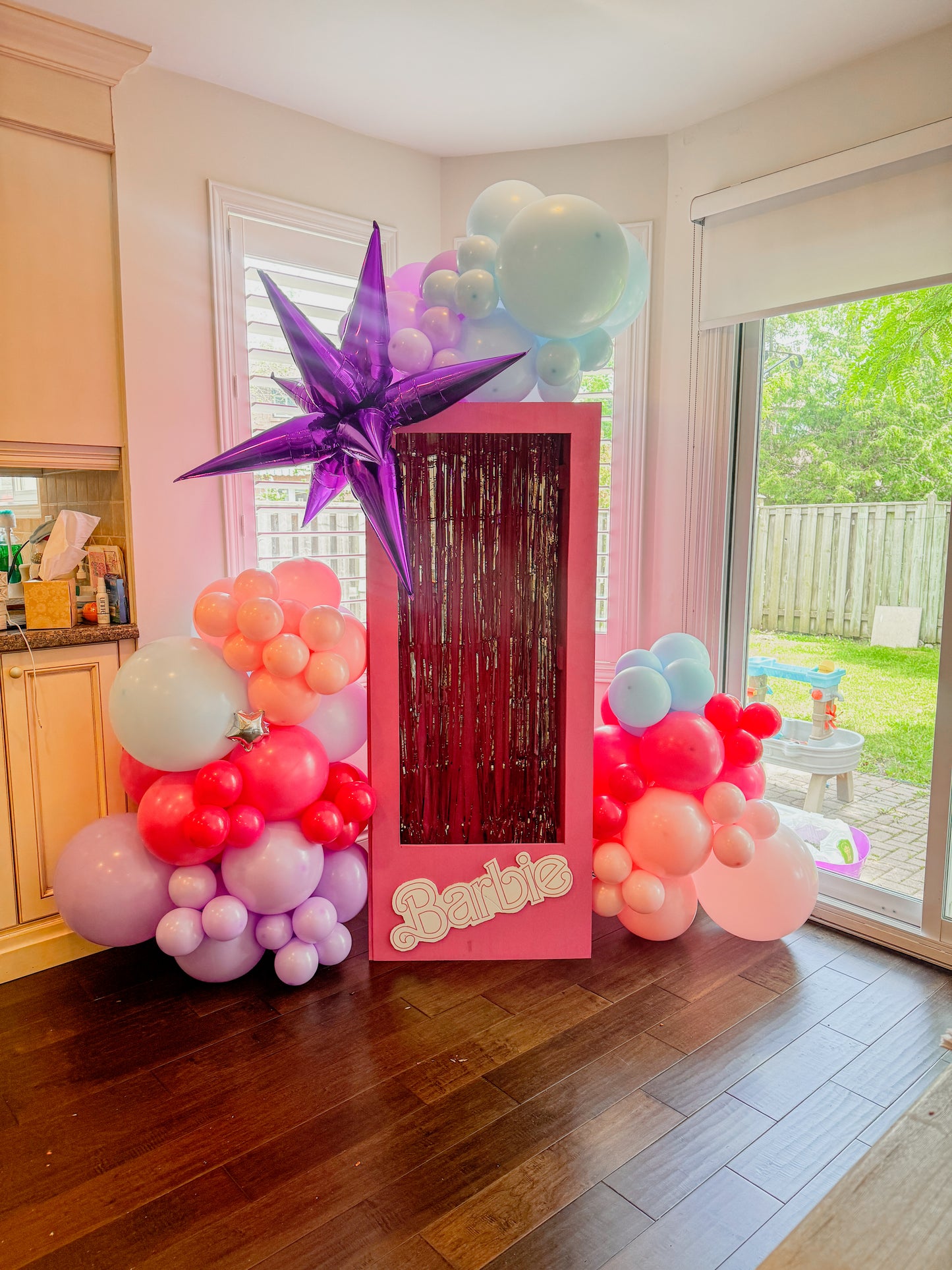 5 foot tall Barbie Box with balloons