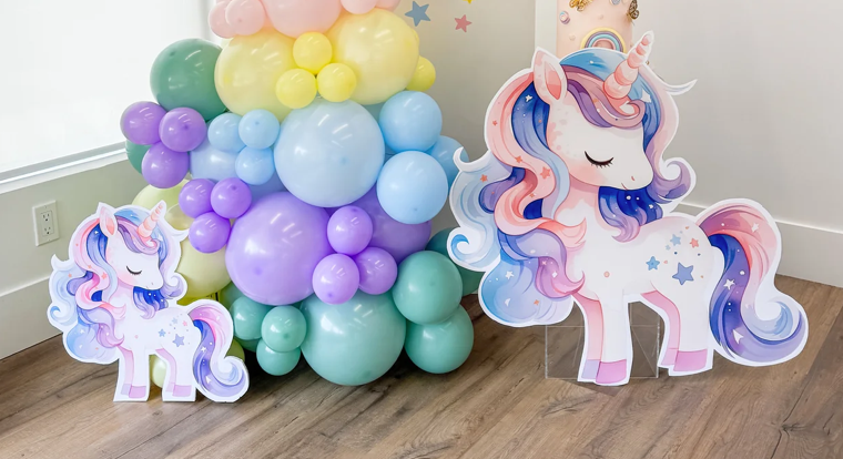 Double solid backdrop with cake stand and cutout