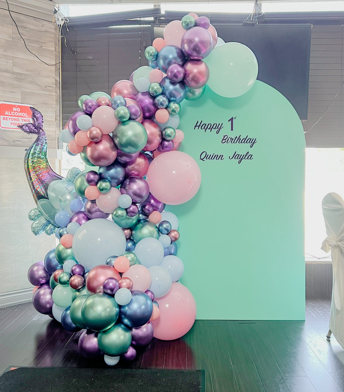Mermaid themed solid backdrop & Balloons