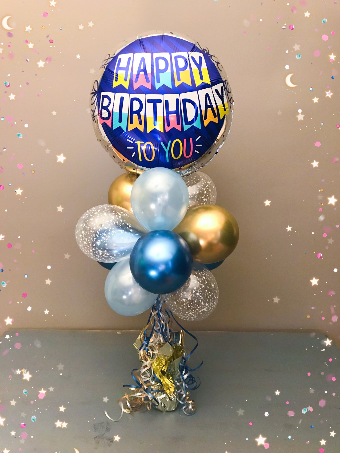 Golden Blue Moon with HB Foil Medium Bouquet