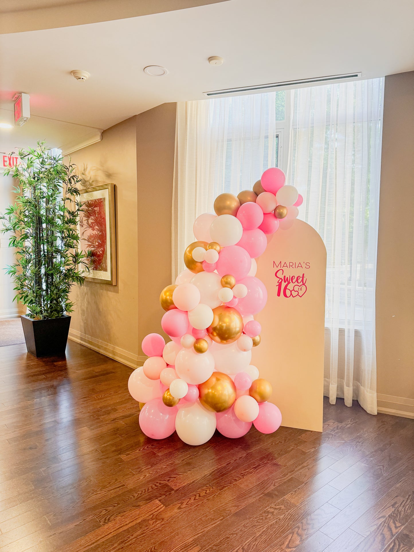 Mini solid backdrop with side balloons