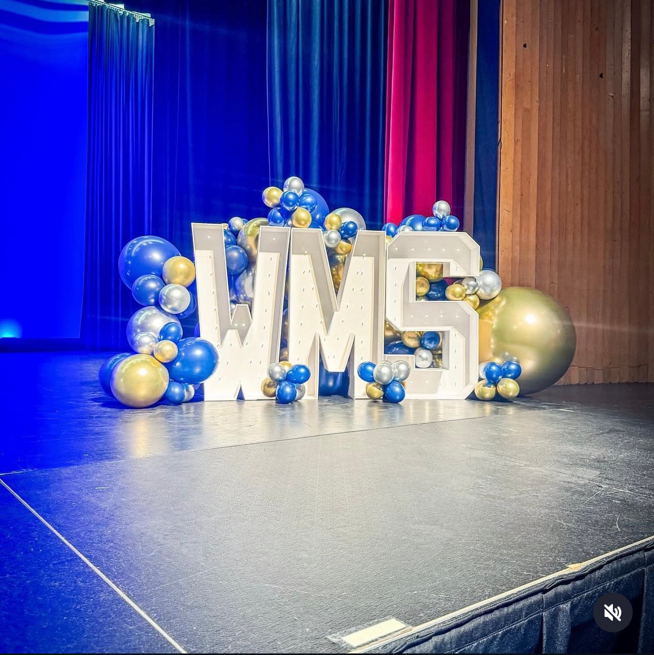 Light up letters with surrounding balloon garland