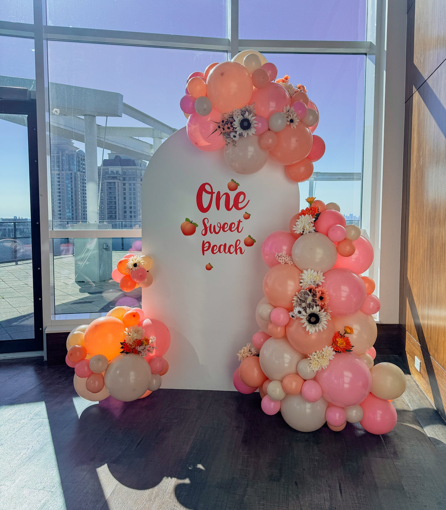 Floral accent large simple balloon backdrop