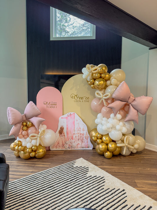 Double solid backdrop with balloons and cutout