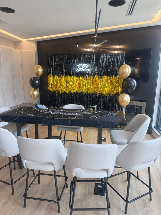 8x7 Gold & Black Tinsel Backdrop
