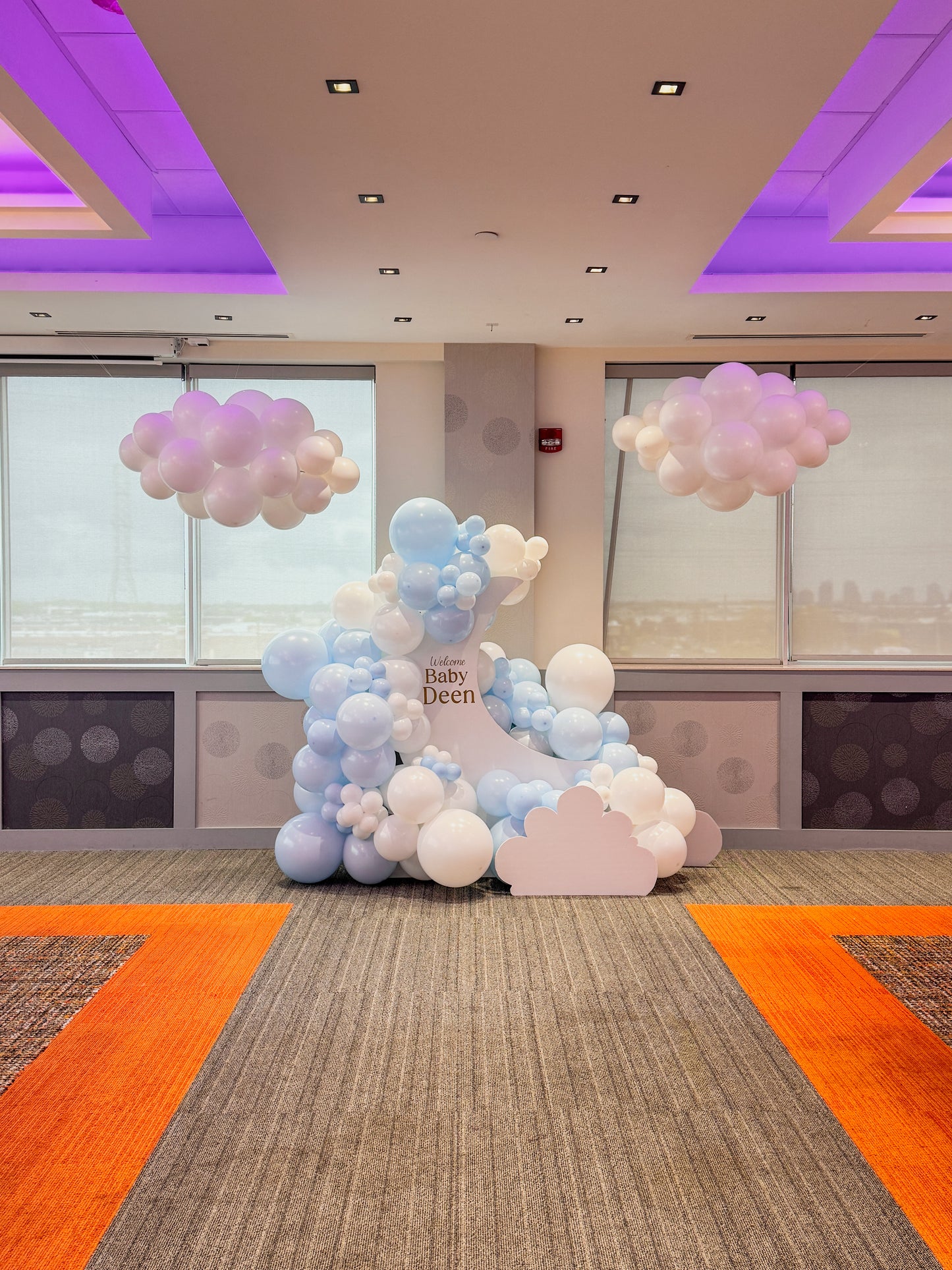 6 foot tall moon balloon display with clouds