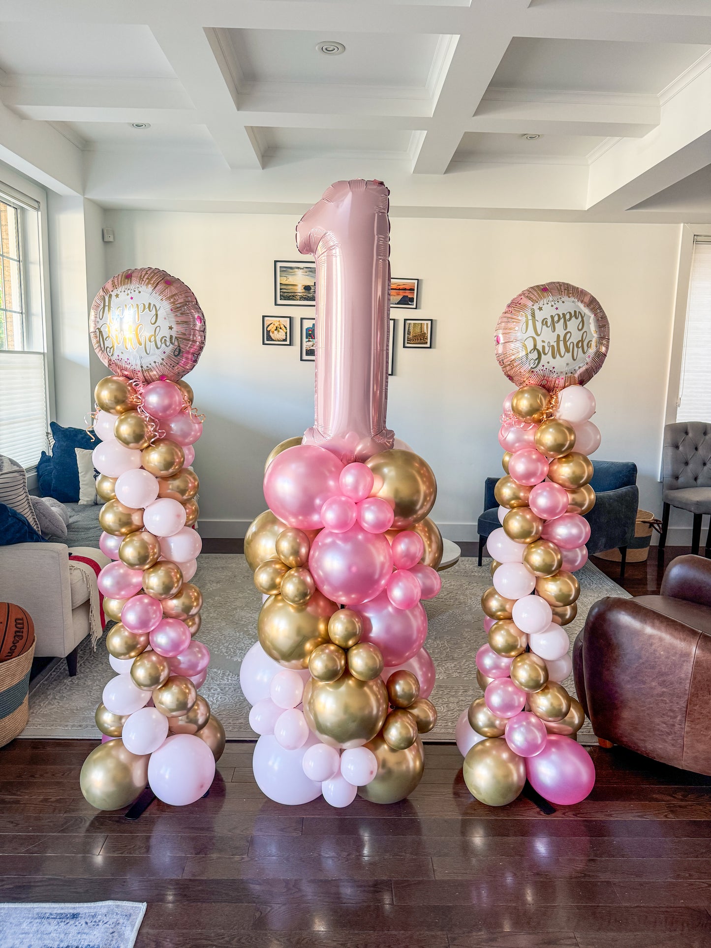 Aged pillar with two birthday pillar combo