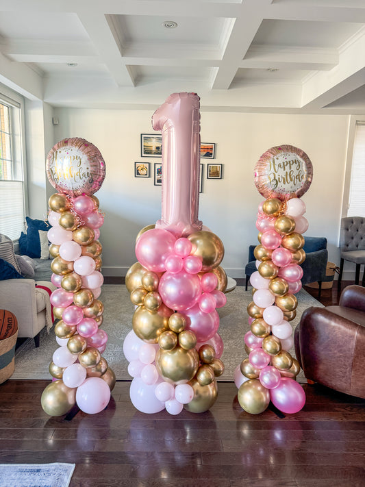 Aged pillar with two birthday pillar combo
