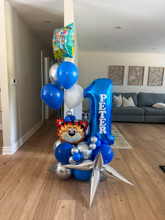 Aged balloon display with helium
