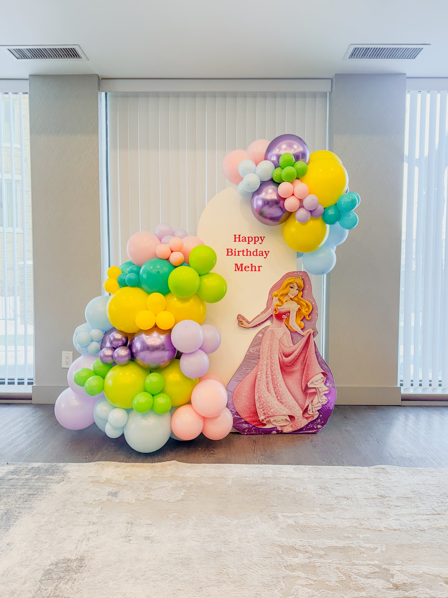 Mini solid balloon backdrop with cutout character