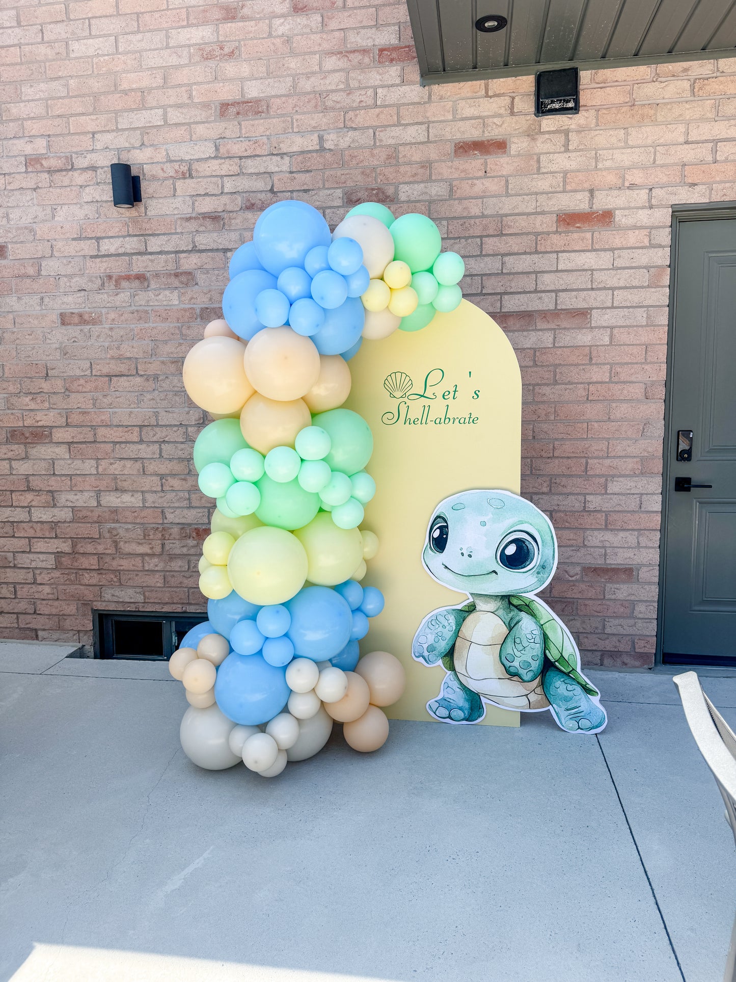 Middle solid balloon backdrop with cutout prop