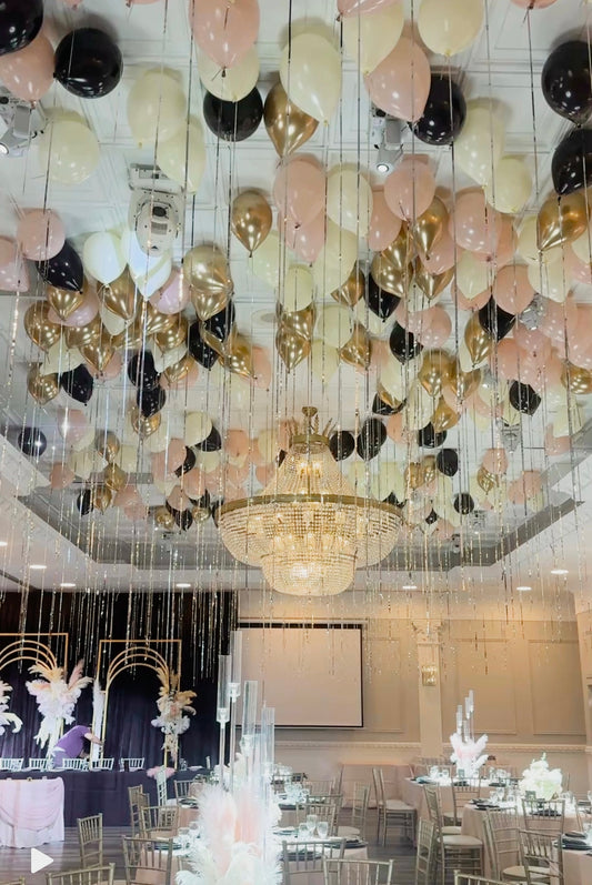 Loose helium latex balloon with shiny tassel ribbon