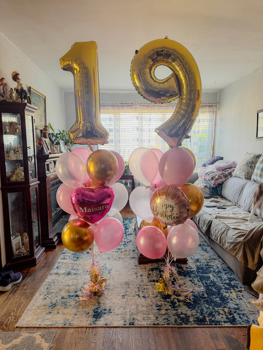 Two aged helium balloon trees