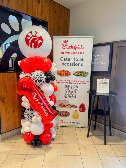 Chick-fil-A balloon aged pillar