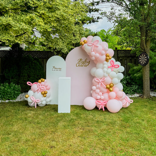 Double solid balloon arch with cake stand