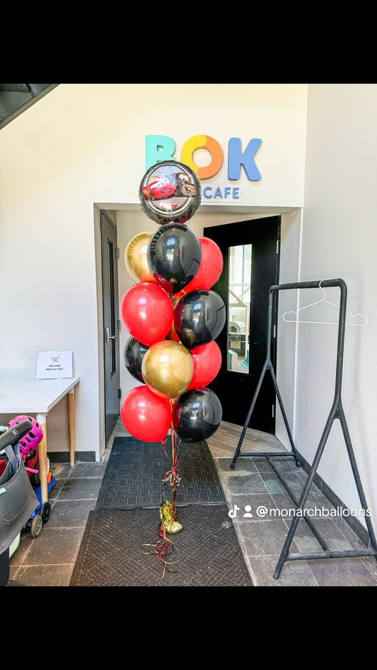 Cars themed helium balloon bouquet