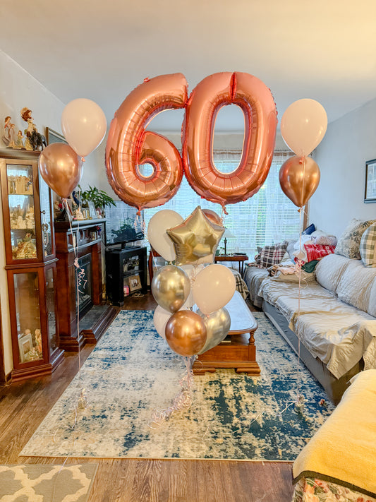 Double digits balloon bouquet with 2 side helium sets