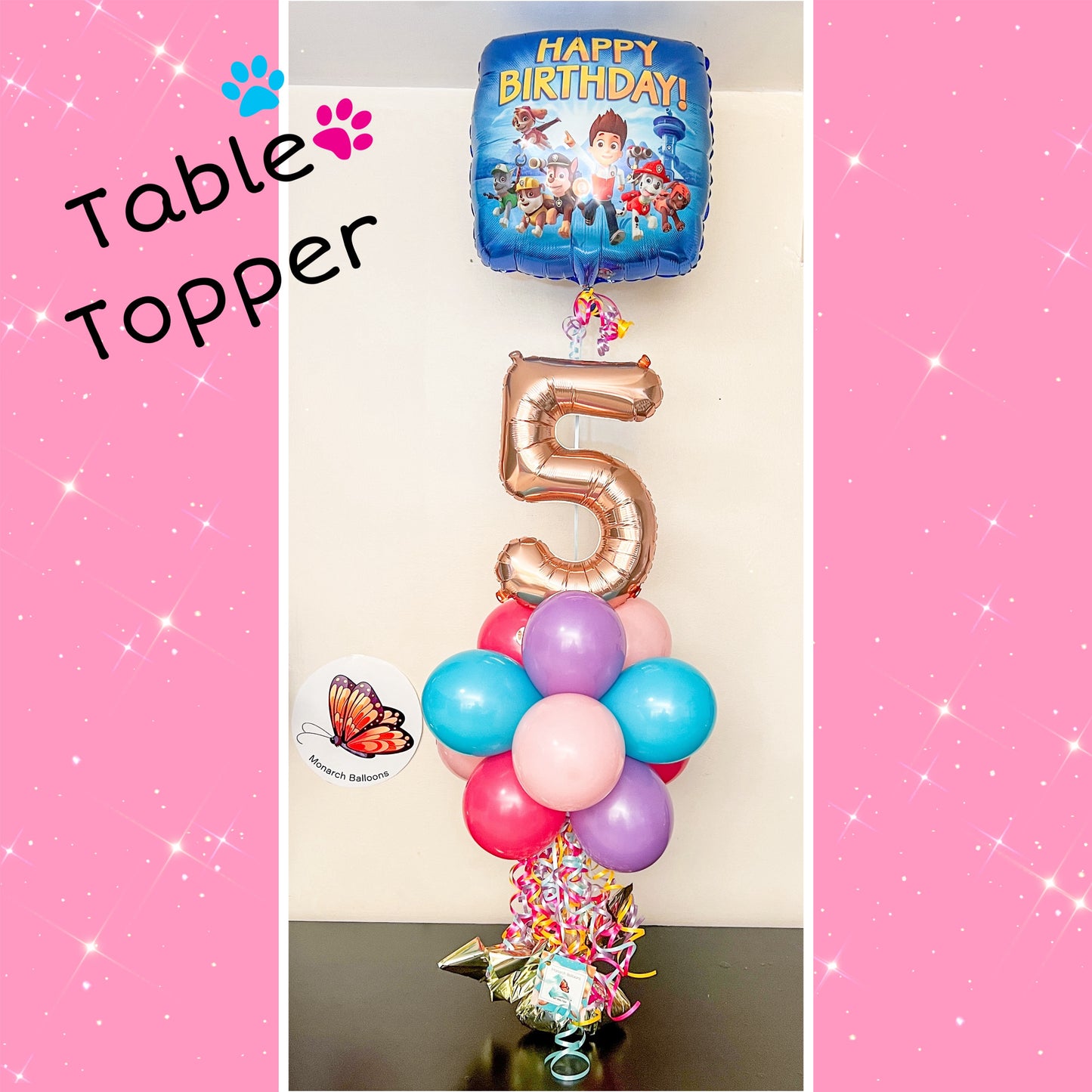 Paw patrol aged table top balloon bouquet