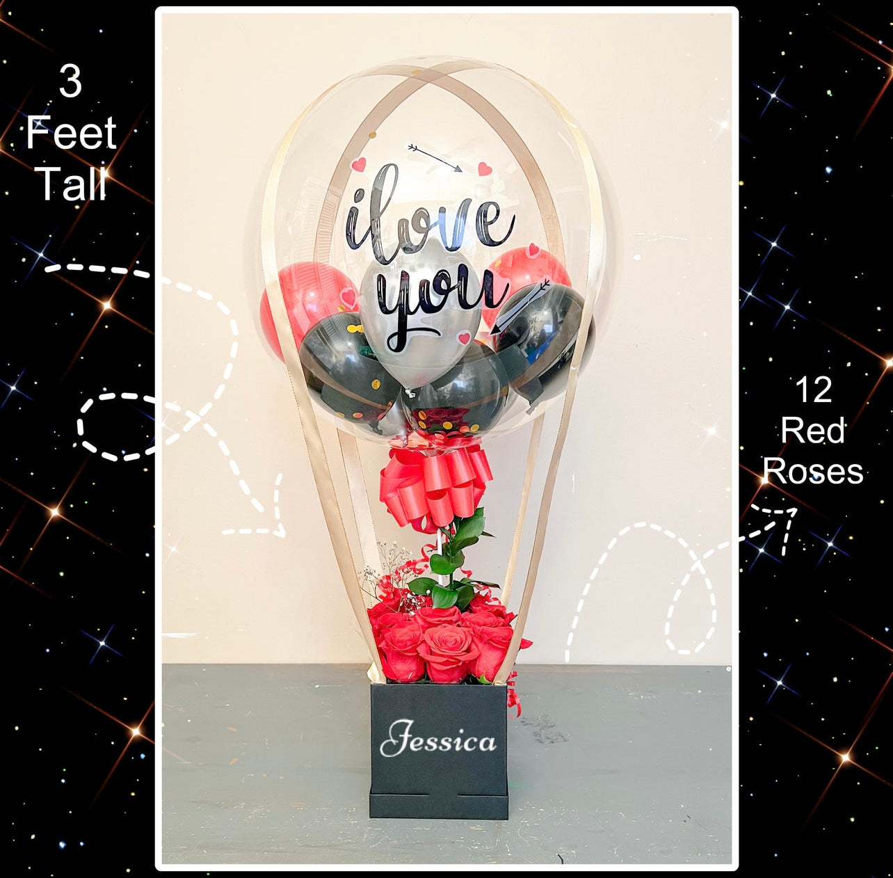 I Love You Bubble Balloon & Roses