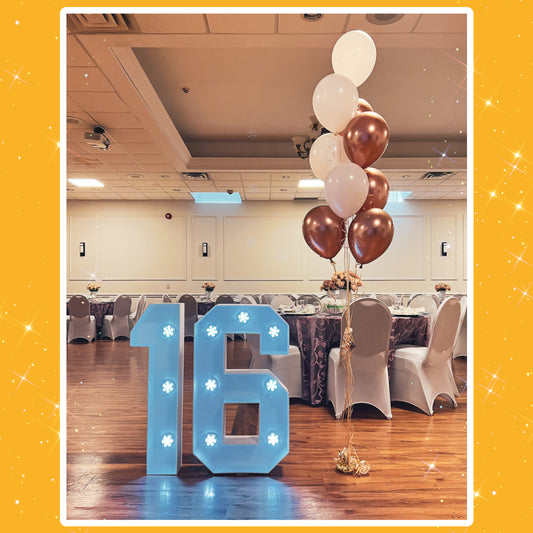 Sweet 16 Light Up Numbers & Helium Balloon Tree