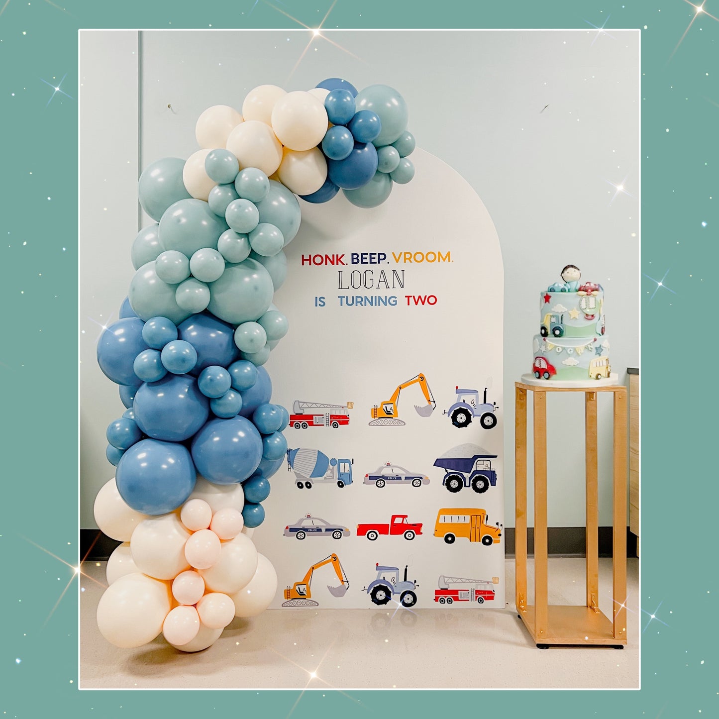 Large Solid Backdrop with Simple Balloons & Decal
