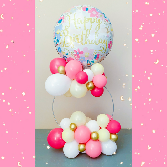 Pink & Gold circle balloon centerpiece