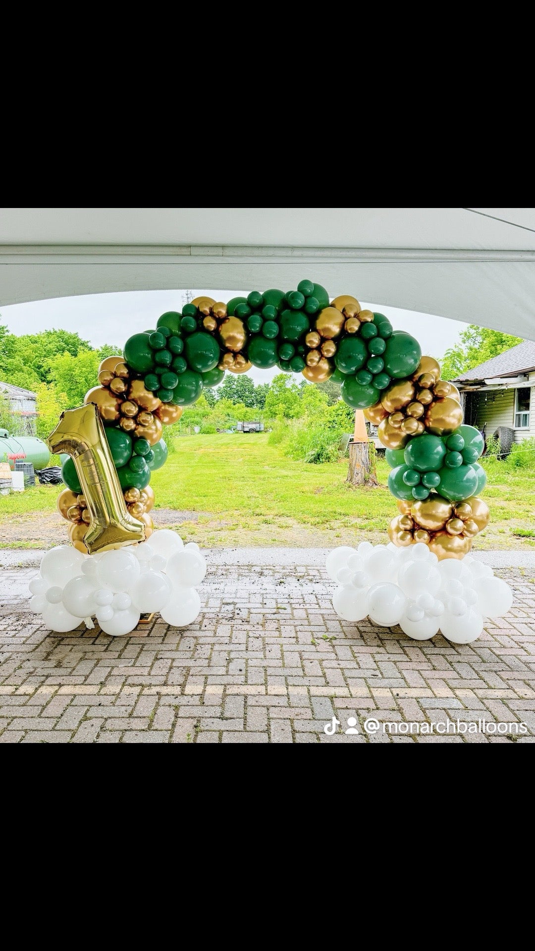 8 foot tall Sage & Gold Rainbow Arch