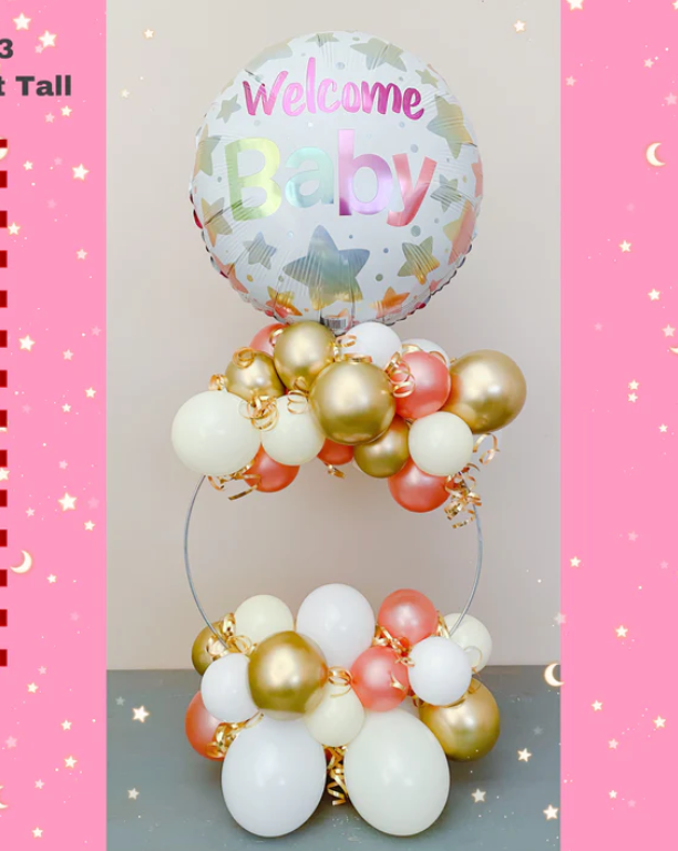 Pink & Gold circle balloon centerpiece