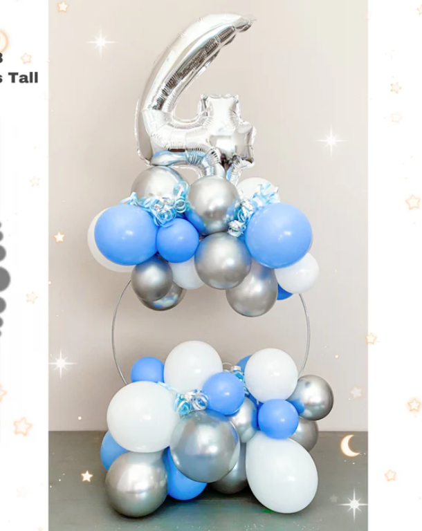 Foil number circle table top bouquet