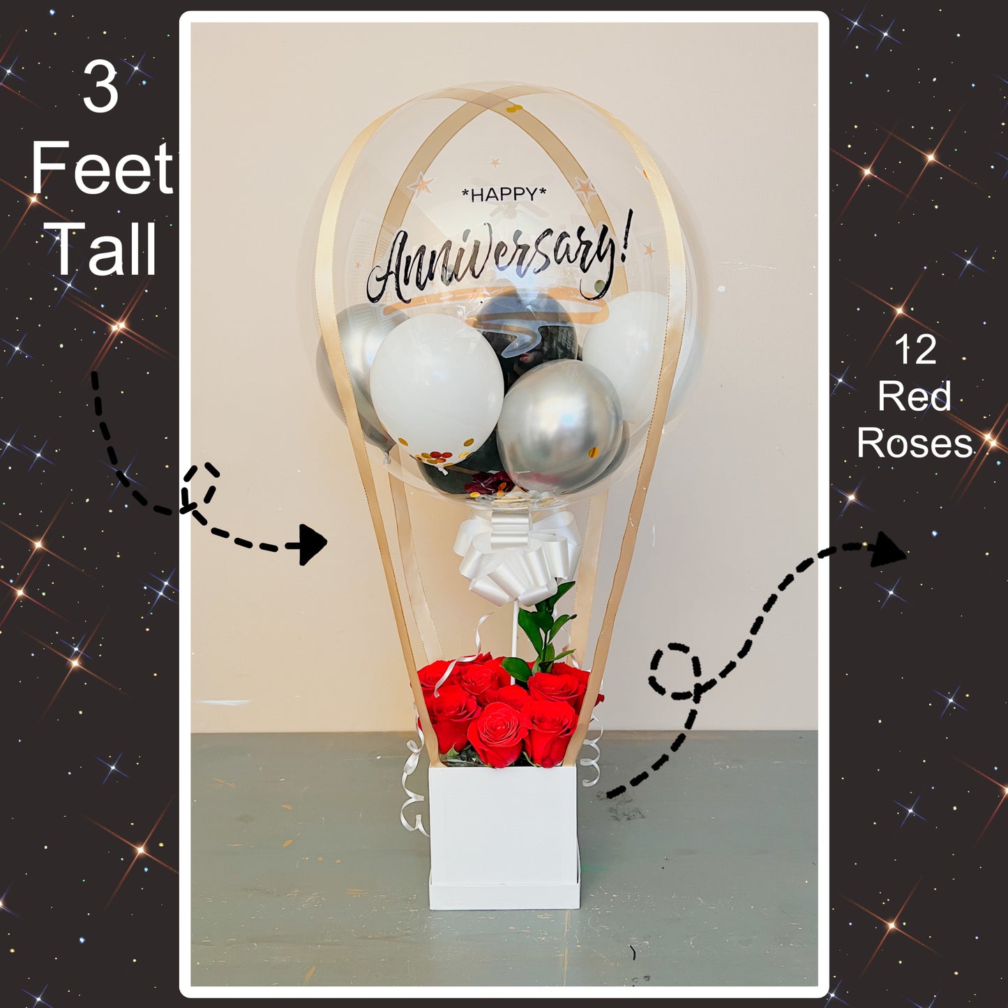 Happy Anniversary Bubble Balloon & Roses