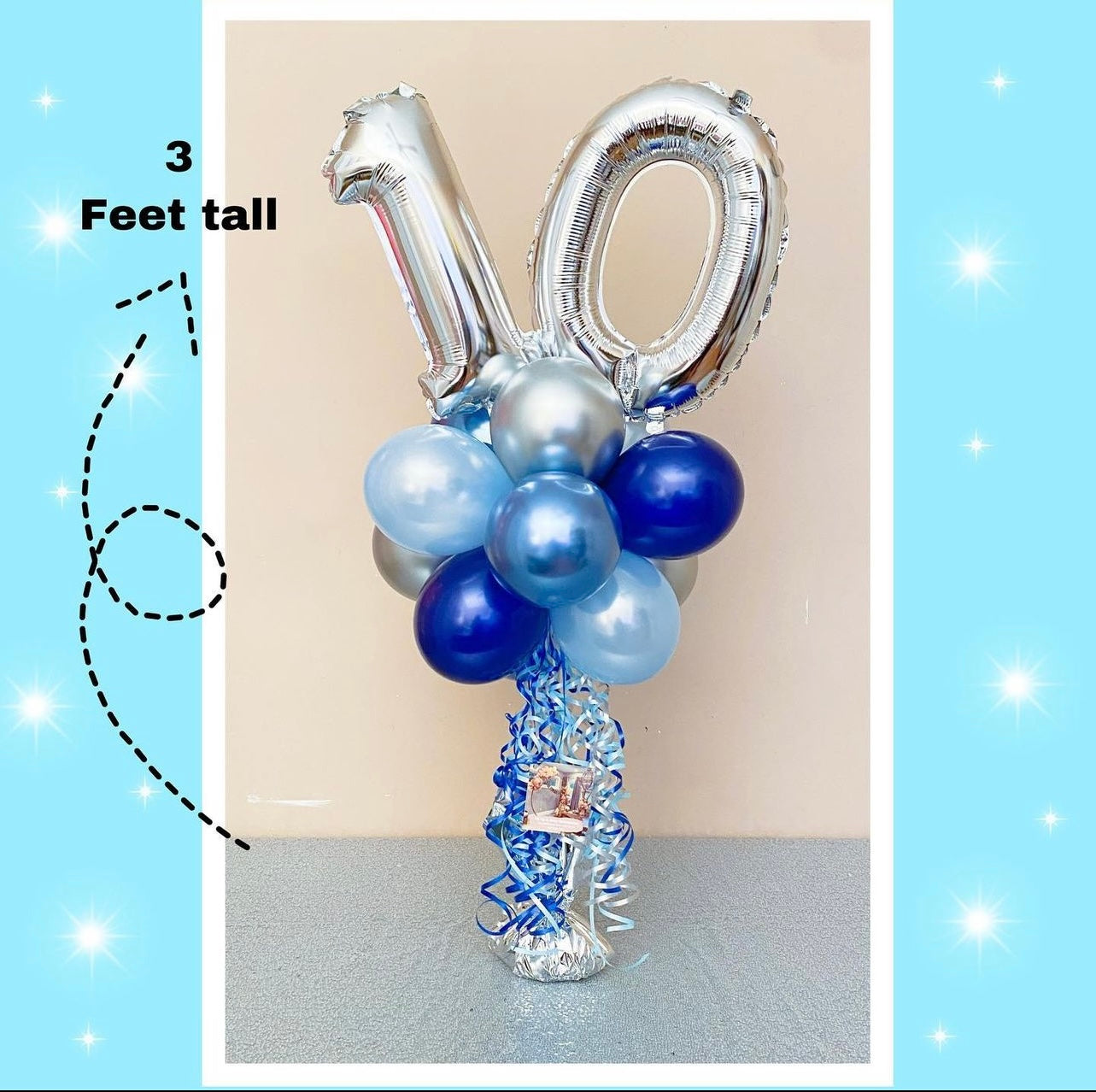 Two foil number table top balloon bouquet