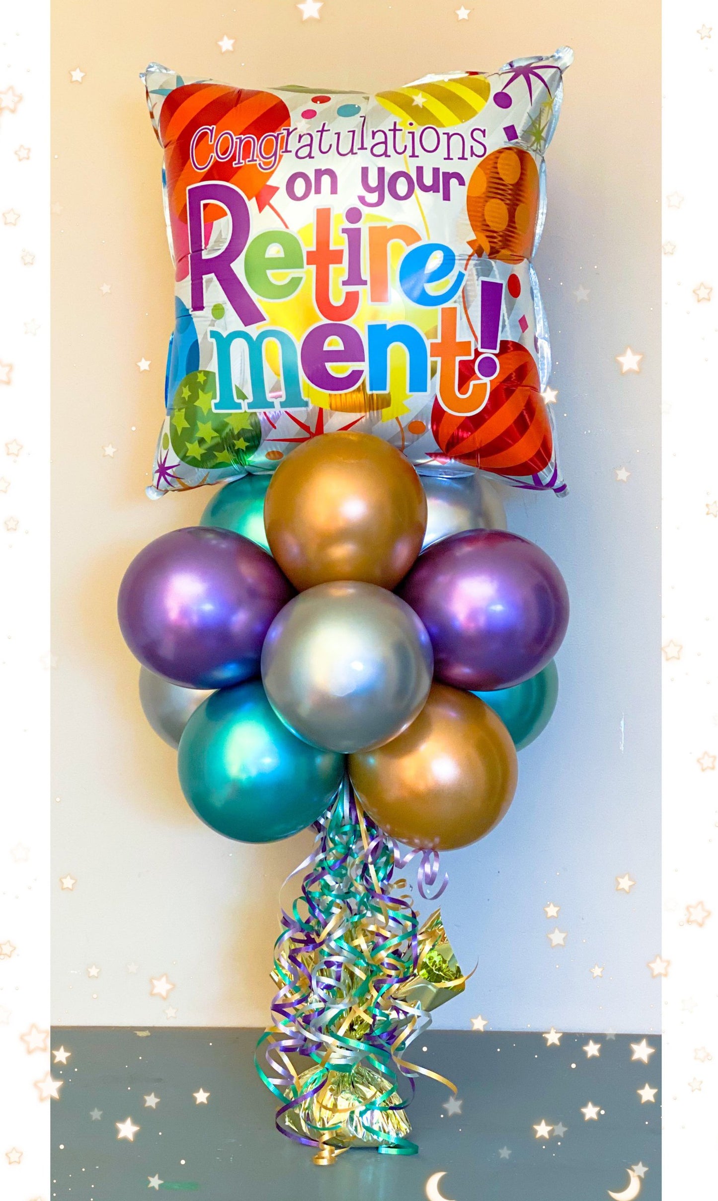 Colourful Happy Retirement Balloon Bouquet