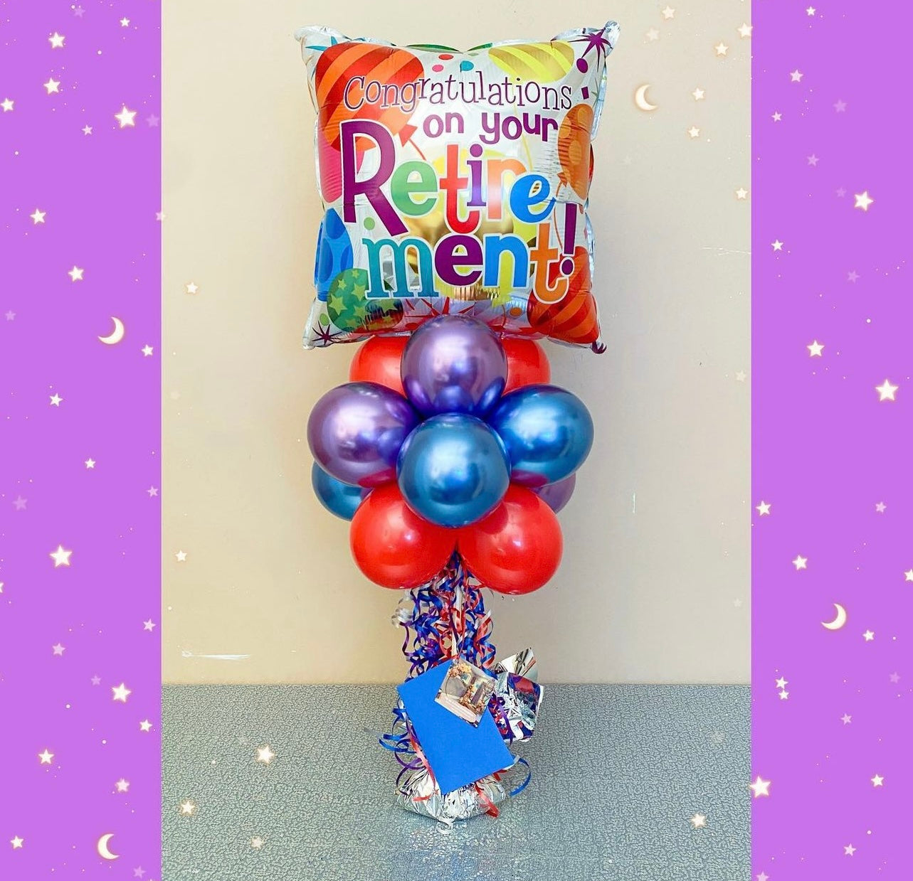 Happy retirement table top balloon bouquet